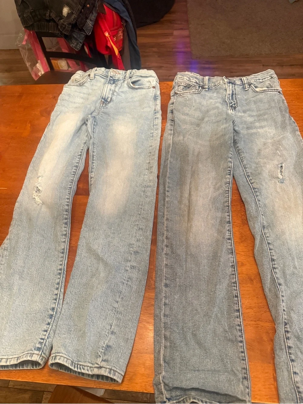 Light Wash Straight Leg Jeans - 2 pair